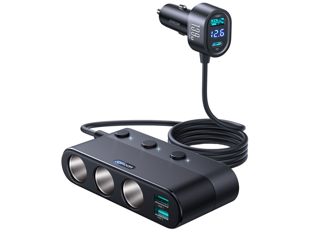 Зарядное устройство для телефонов автомобильное Joyroom JR-CCL01 7в1 139W PD QC3.0 Black (JR-CCL01)