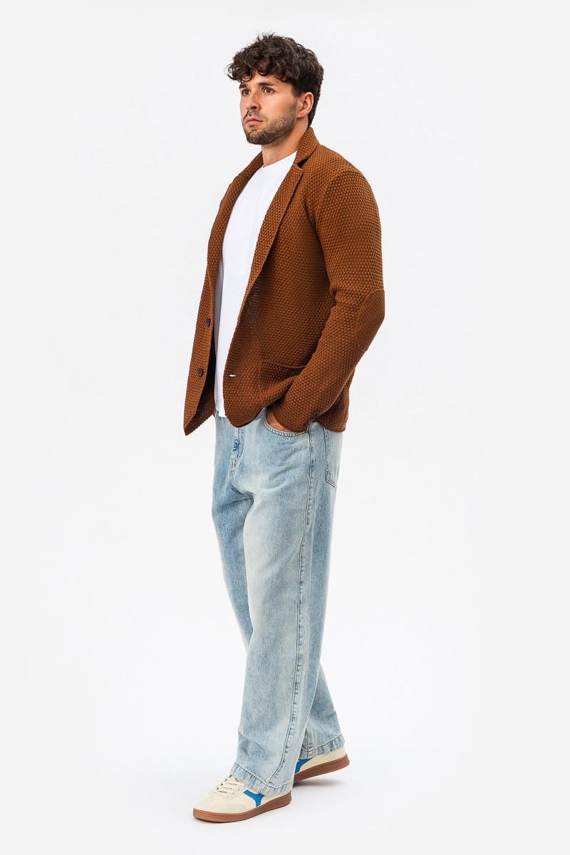 Піджак трикотажний на двух ґудзиках SVTR р. 54 Коричневий (398) - фото 4 Піджак трикотажний на двух ґудзиках SVTR р. 54 Коричневий (398) - фото 4