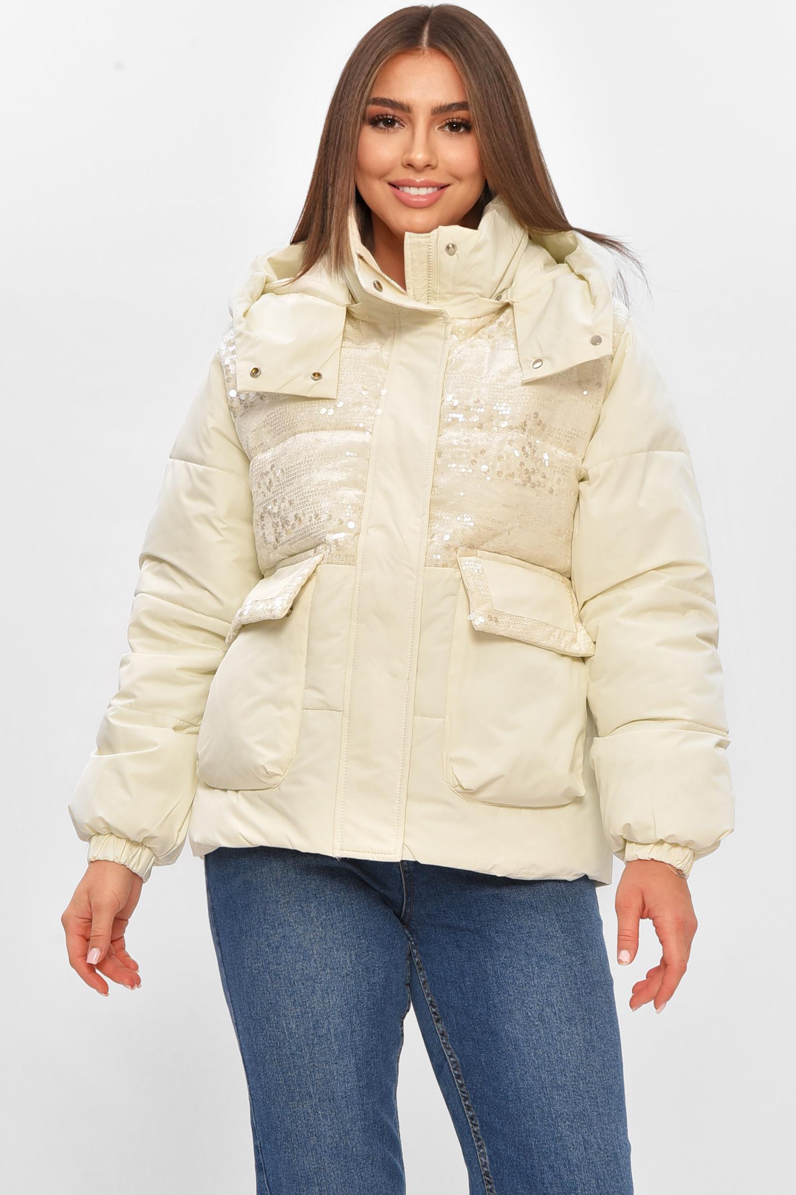 Куртка жіноча демісезонна з паєтками L Білий (206112)