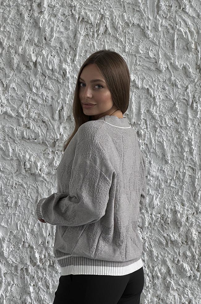 Джемпер Lipar 0849 з рельєфним візерунком р. 40-46 Сірий (161466904) - фото 3 Джемпер Lipar 0849 з рельєфним візерунком р. 40-46 Сірий (161466904) - фото 3