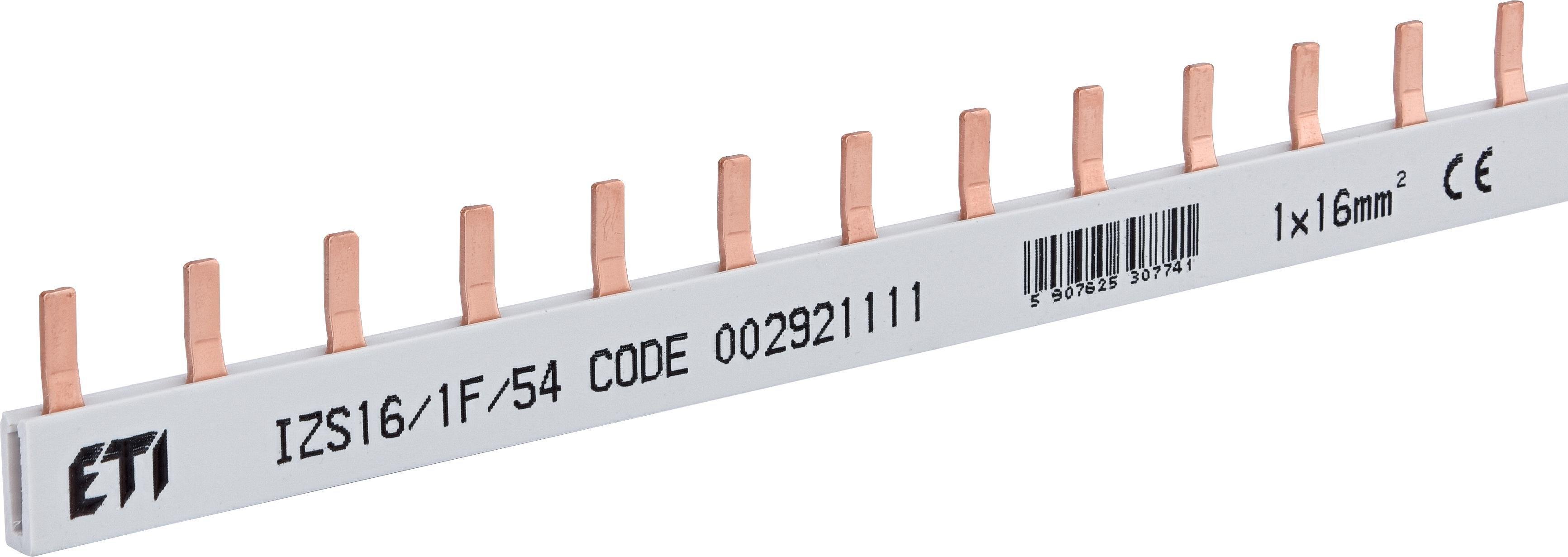 Шина соединительная ETI IZS 16/1F/54 1P 100А типа PIN 54 модуля 16 мм2 1500V DC 1 м (2921105)