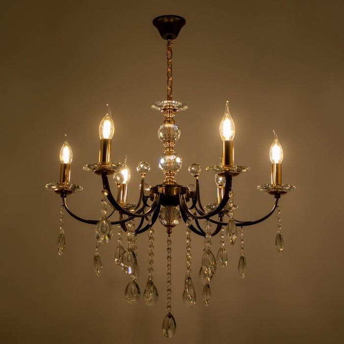 Люстра Sirius з кришталевими підвісами під шість ламп Е14 Чорно-бронзовий (B NH4920/6)