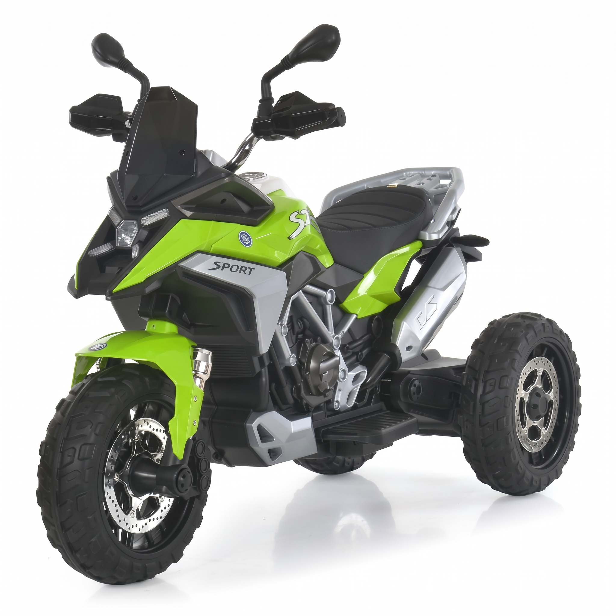 Детский электромотоцикл трехколесный Bambi Racer M 6478EL-5 2 мотора 35W/12V 12AH/колеса EVA/кожаное сиденье Зеленый (37997690)