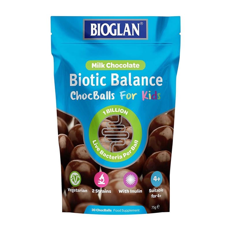 Пробиотики для детей Bioglan Biotic Balance ChocBalls For Kids 1 млрд КОЕ с инулином 30 шоколадных шариков