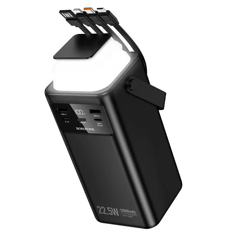 Повербанк Borofone BJ65A 50000 mAh 22,5W з кабелями 4 шт. Чорний (PGHR4368)