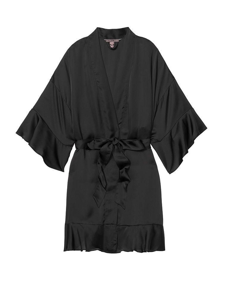 Халат женский Victoria's Secret Satin Flounce Robe M/L Черный (2088504897) - фото 3