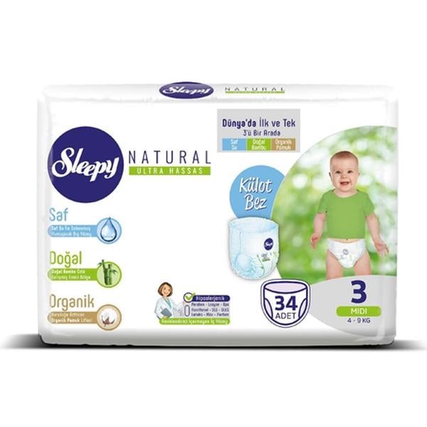 Підгузок дитячий Sleepy Natural Midi 3 4-9 кг 34 шт. (11060527)