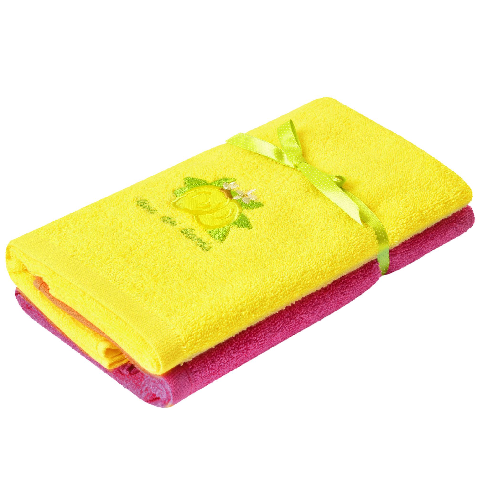 Набор полотенец Лимон с вышивкой 40х70 см 2 шт. Розовый (25830)