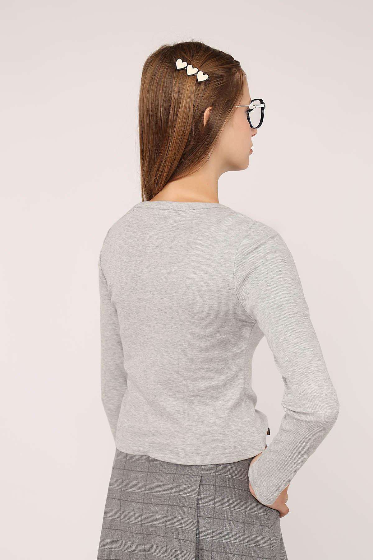 Джемпер жіночий з довгим рукавом ЦБ-00280984 р. 42 Сірий (SKT001076841) - фото 5 Джемпер жіночий з довгим рукавом ЦБ-00280984 р. 42 Сірий (SKT001076841) - фото 5