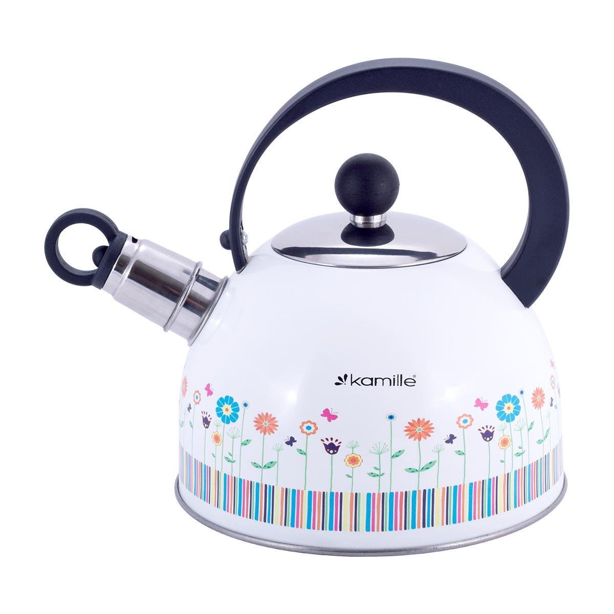 Чайник Kamille Vizo из нержавеющей стали со свистком и нейлоновой ручкой 1,8 л (1079)