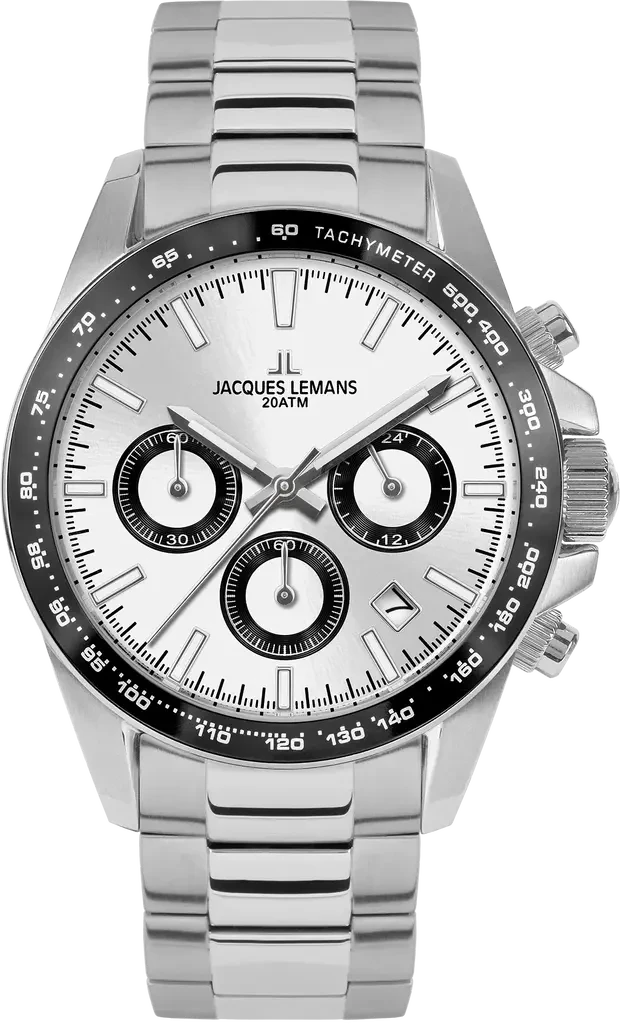 Наручные часы мужские Jacques Lemans Liverpool 1-1877F со стальным корпусом WR 200 м и серебристым циферблатом