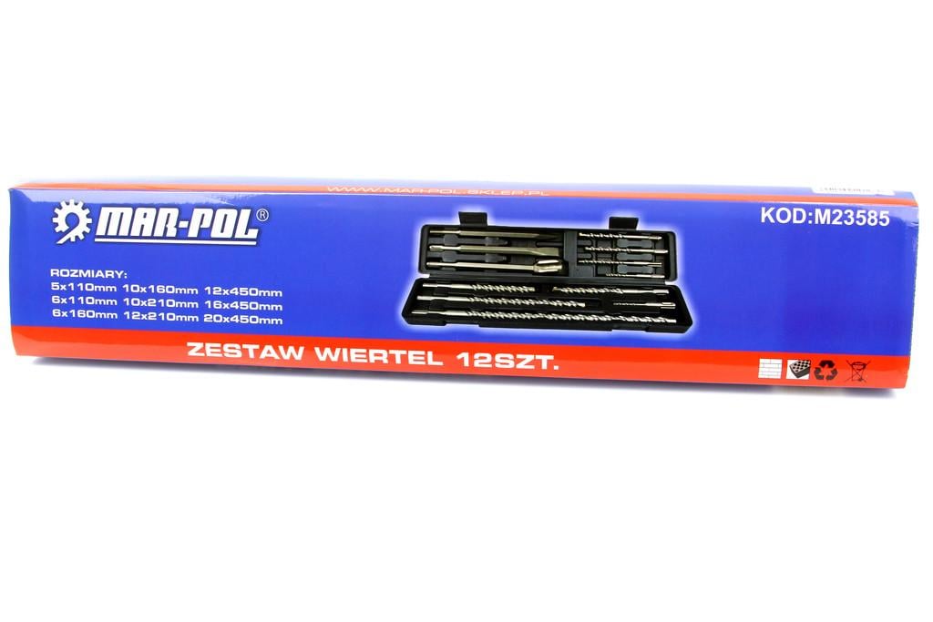 Комплект свердел і зубил MAR-POL M23585 S4 чьотиригранний 12 од. - фото 10 Комплект свердел і зубил MAR-POL M23585 S4 чьотиригранний 12 од. - фото 10
