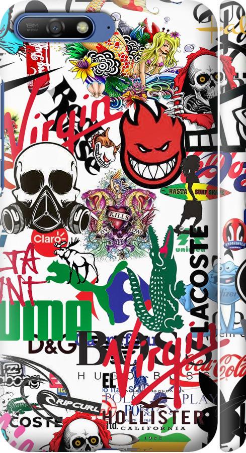 Чехол на Huawei Y6 2018 Many different logos (4022m-1637-42517)