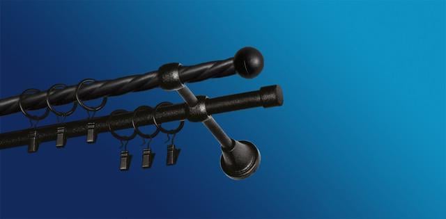 Карниз для шторы Plastidea Болонь металлический витой двойной с прищепками D 16/16 мм 120 см Черный бархат