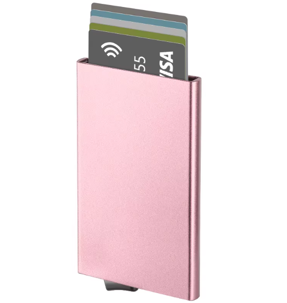 Гаманець розумний з RFID захистом картхолдер антизлодій на 5 карт метал Rose Gold (500193)