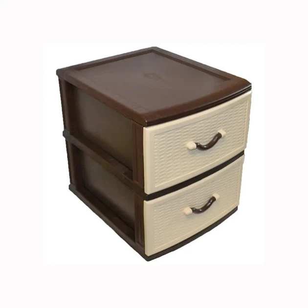 Комод пластиковый для хранения Style на 2 яруса с ящиками и ручками Коричнево-бежевый (147-46-10464) Комод пластиковый для хранения Style на 2 яруса с ящиками и ручками Коричнево-бежевый (147-46-10464)