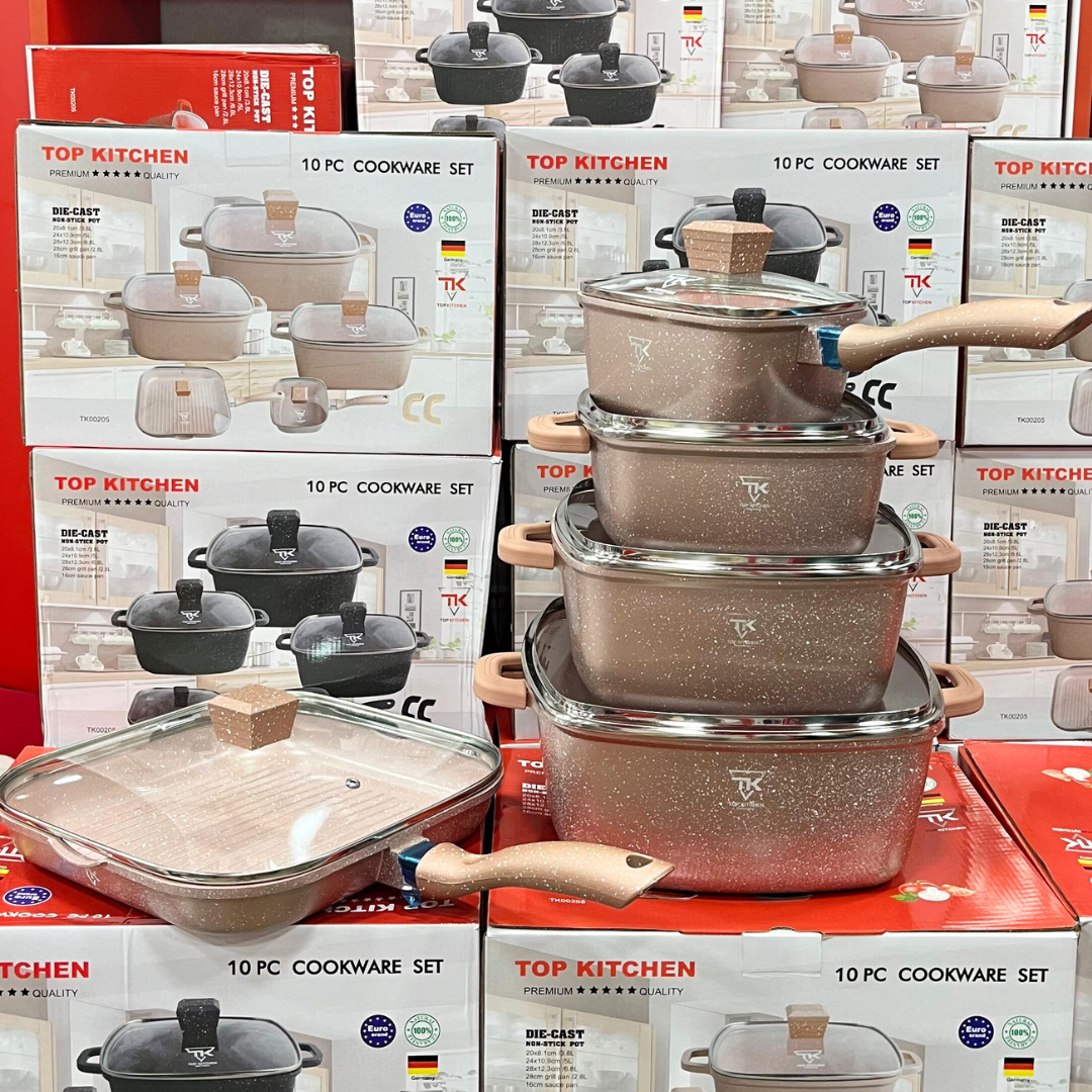 Набір посуду Top Kitchen TK-00205 з гранітним антипригарним покриттям 10 предметів Пудровий (2429436262) - фото 4