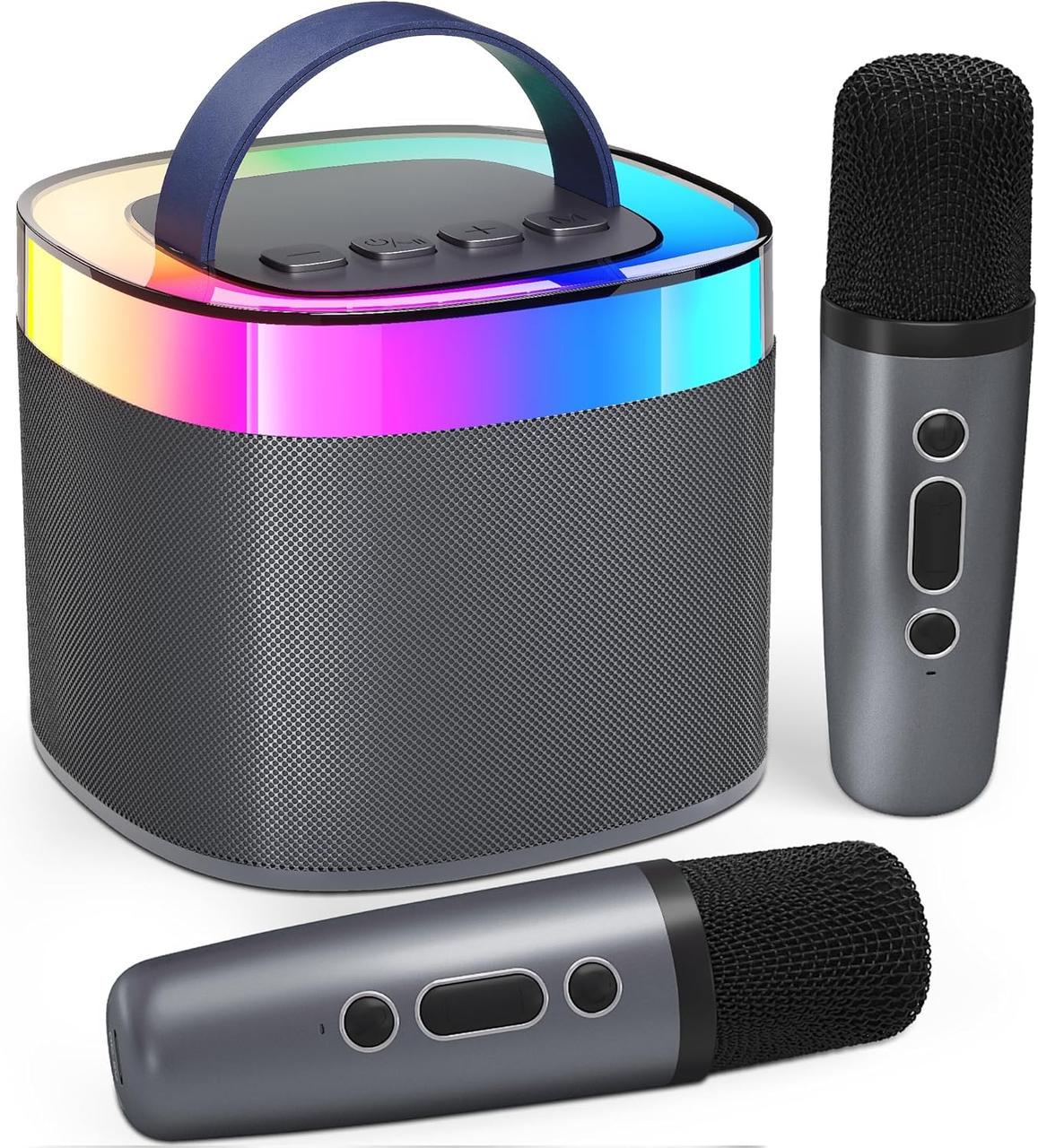 Колонка портативная Bluetooth-караоке с 3 встроенными динамиками 2 микрофонами Колонка портативная Bluetooth-караоке с 3 встроенными динамиками 2 микрофонами