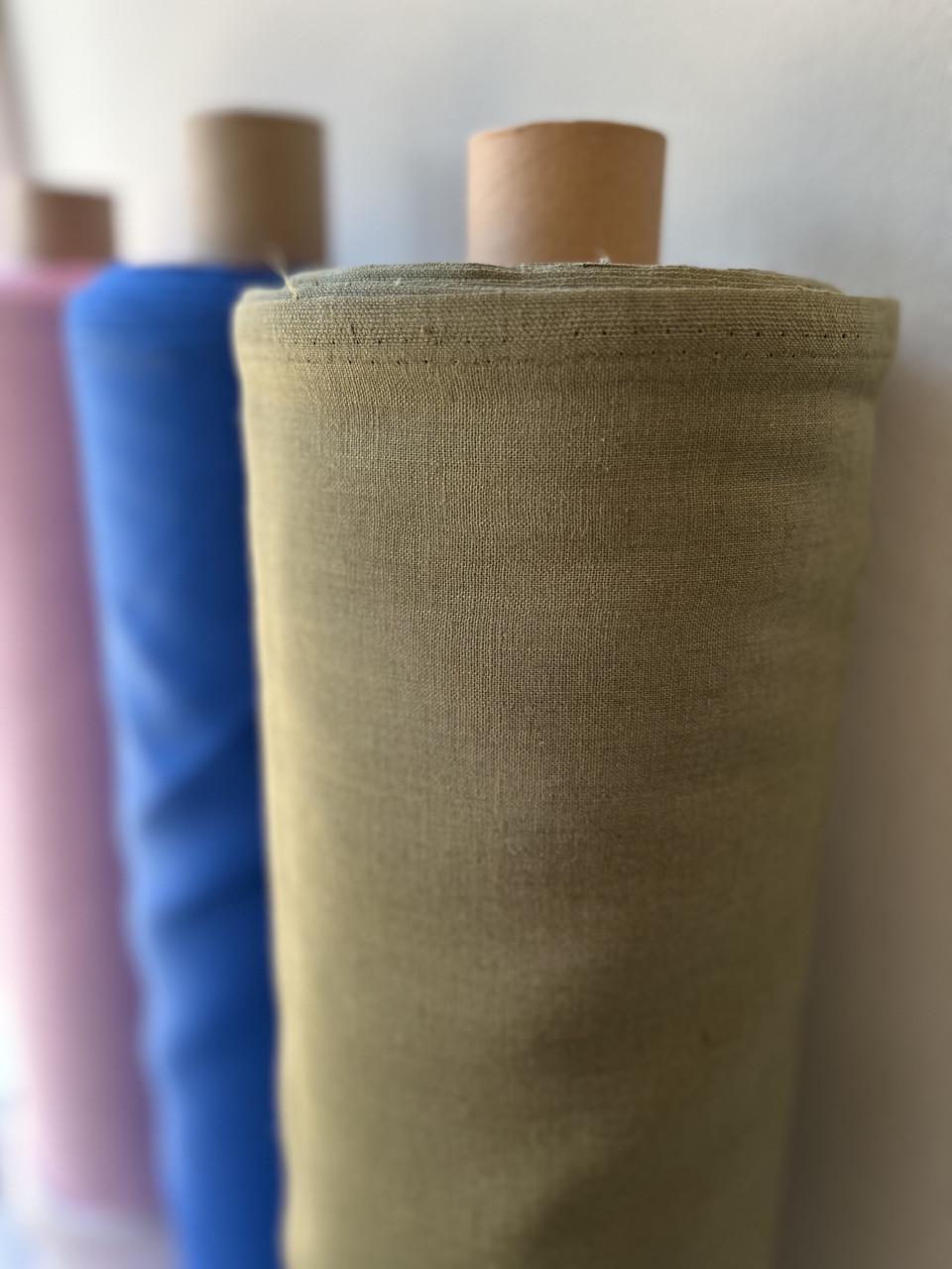 Тканина Linen Plus костюмна 100% льон Оливковий 1524 - фото 2