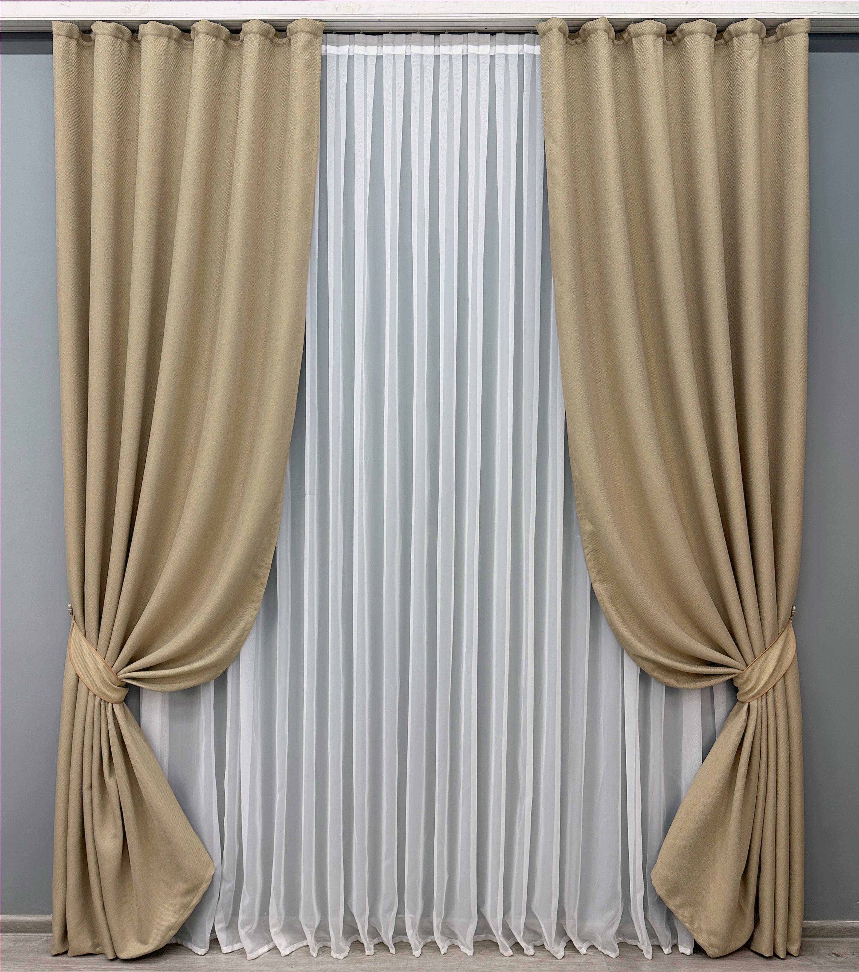 Комплект штор VR-Textil Мешковина № 292ш лен-блэкаут 150х270см 2 шт. Бежевый (30-042)