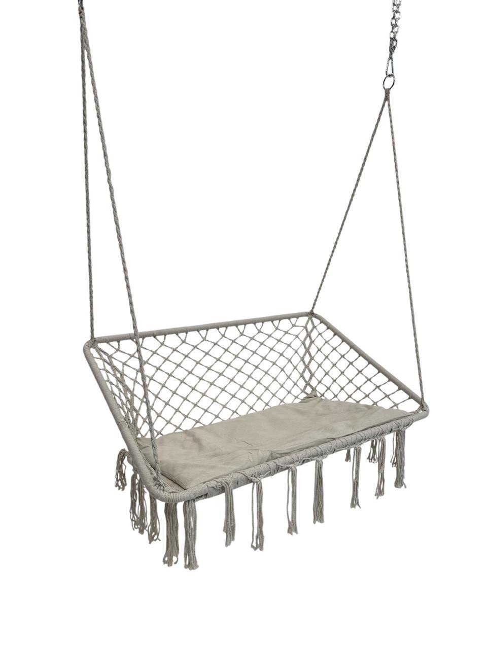 Кресло-качели подвесные двухместные WCG Плетеная с мягкой подушкой 120 см Белый (2690848292) - фото 2 Кресло-качели подвесные двухместные WCG Плетеная с мягкой подушкой 120 см Белый (2690848292) - фото 2