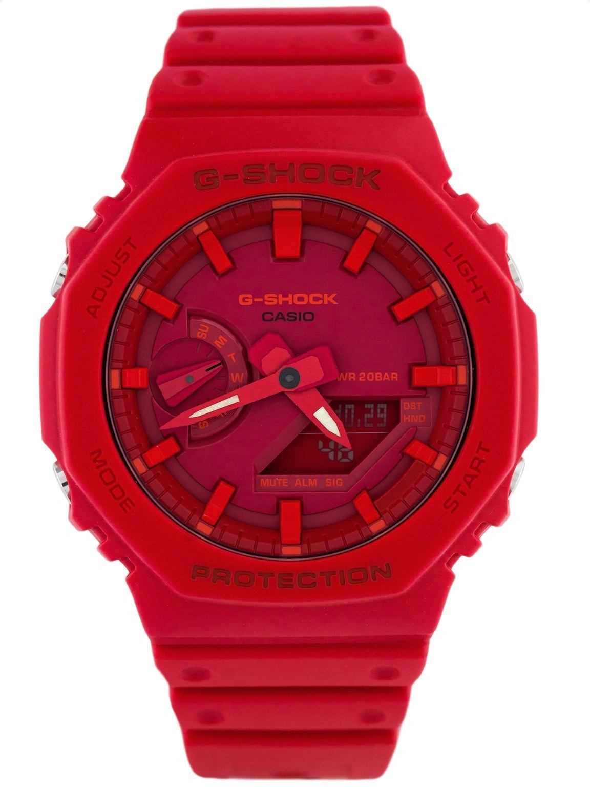 Годинник чоловічий Casio GA-2100-4A світовий час червоний циферблат