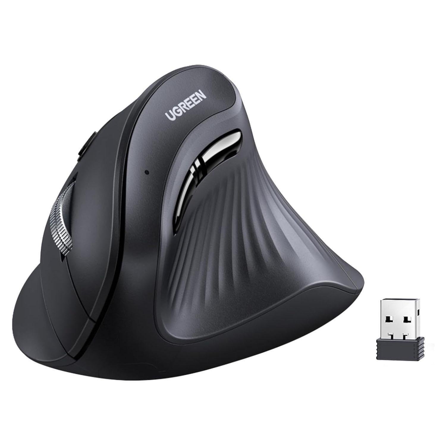 Миша вертикальна UGREEN Bluetooth 5.0/2.4 ГГц 4000 DPI 57° бездротова Чорний (25444)
