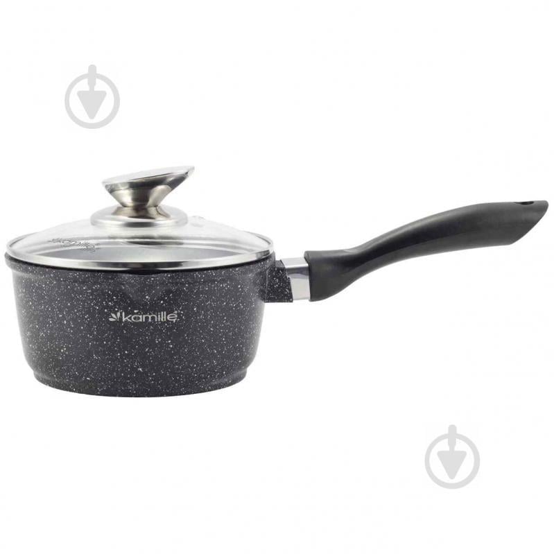 Ковш с крышкой и мраморным покрытием из литого алюминия 16 х 8 см Kamille KM-4436