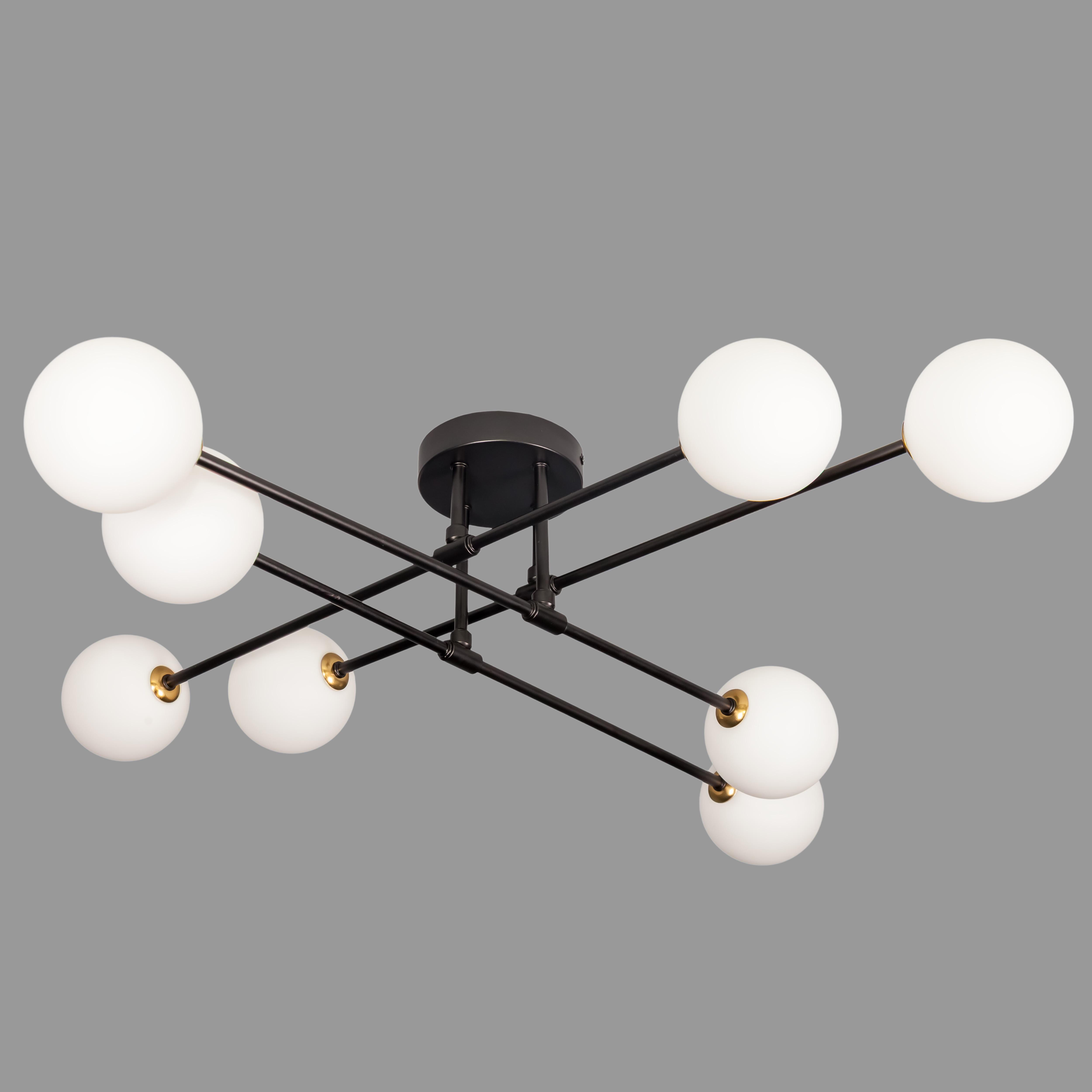 Люстра потолочная современная на 8 плафонов Черный (52-X100F-8 BK+WH) Люстра потолочная современная на 8 плафонов Черный (52-X100F-8 BK+WH)