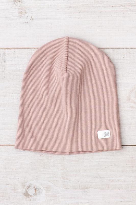 Шапка-ковпак демісезонна підліткова підліткова в маленький рубчик унісекс Носи Своє One size Капучино (17236)