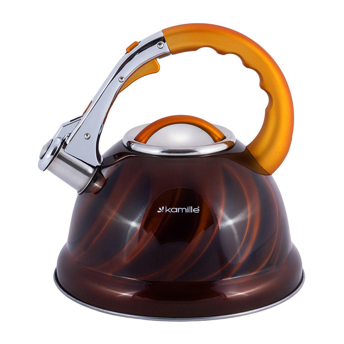 Чайник Kamille Золотой 3л из нержавеющей стали со свистком KM-0690N