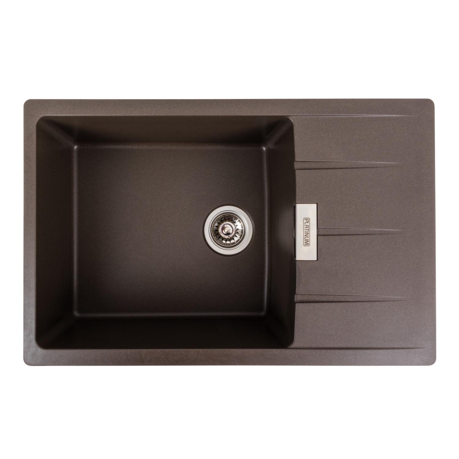 Мийка кухонна Platinum PLS-A39671 гранітна прямокутна 780x500 мм Коричневий (25961507)