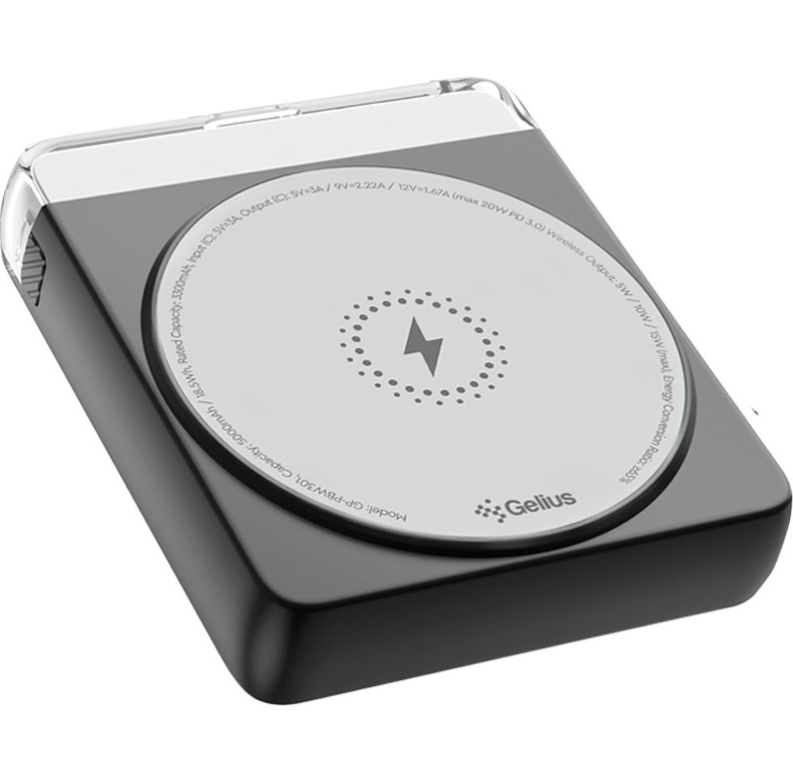 Повербанк с беспроводной зарядкой Gelius Avelon GP-PBW301 Magnetic Wireless Charge 15W 5000 mAh Black (2771308545) - фото 3