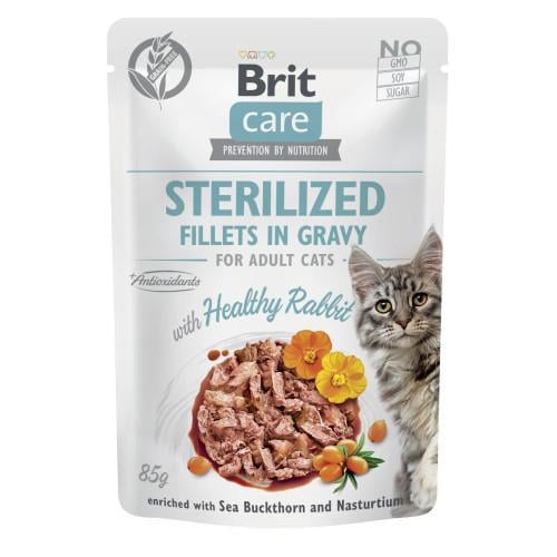Корм влажный для стерилизованных кошек Brit Care Cat Sterilized филе в соусе с кроликом 85 г