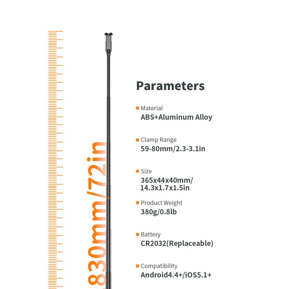 Селфі-монопод C10 Button Bluetooth aluminium alloy rod 1,83 м - фото 8