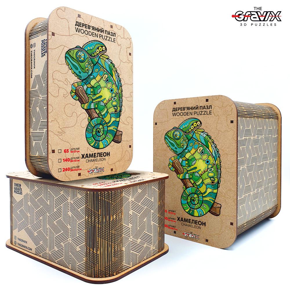 Пазл дерев'яний фігурний THEGRAVIX Серія тварини Хамелеон 450 деталей - фото 5 Пазл дерев'яний фігурний THEGRAVIX Серія тварини Хамелеон 450 деталей - фото 5