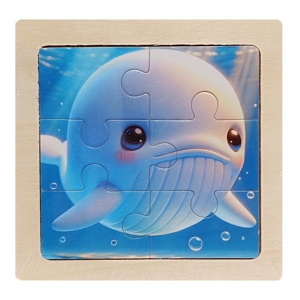 Пазл-вкладиш дерев'яний дитячий Кит MD 1509-3 6 ел. (RLT52706)