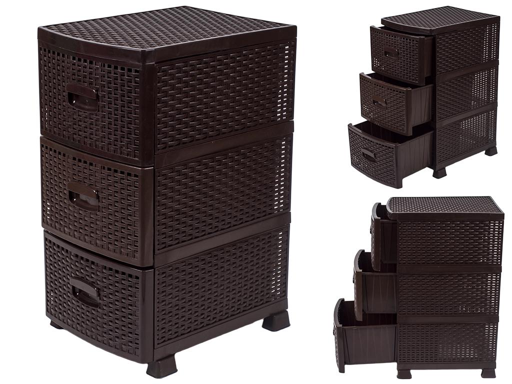 Комод Rotange 3-ярусний 47х36х70 см Коричневий (MCS-BK072-3)