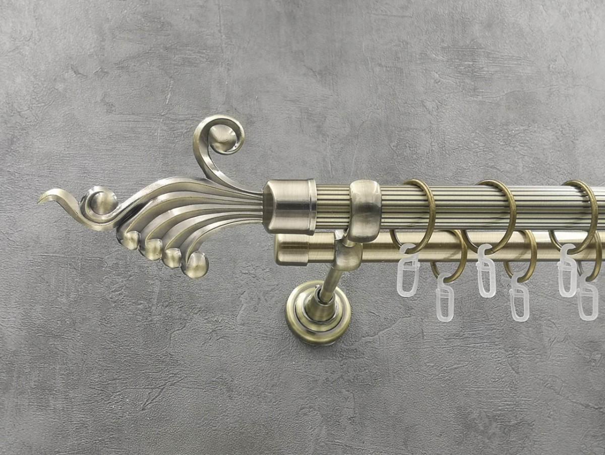 Карниз Quadrum Венус рифленая штанга двойной открытый 25/19 мм 400 см Антик (262045891)