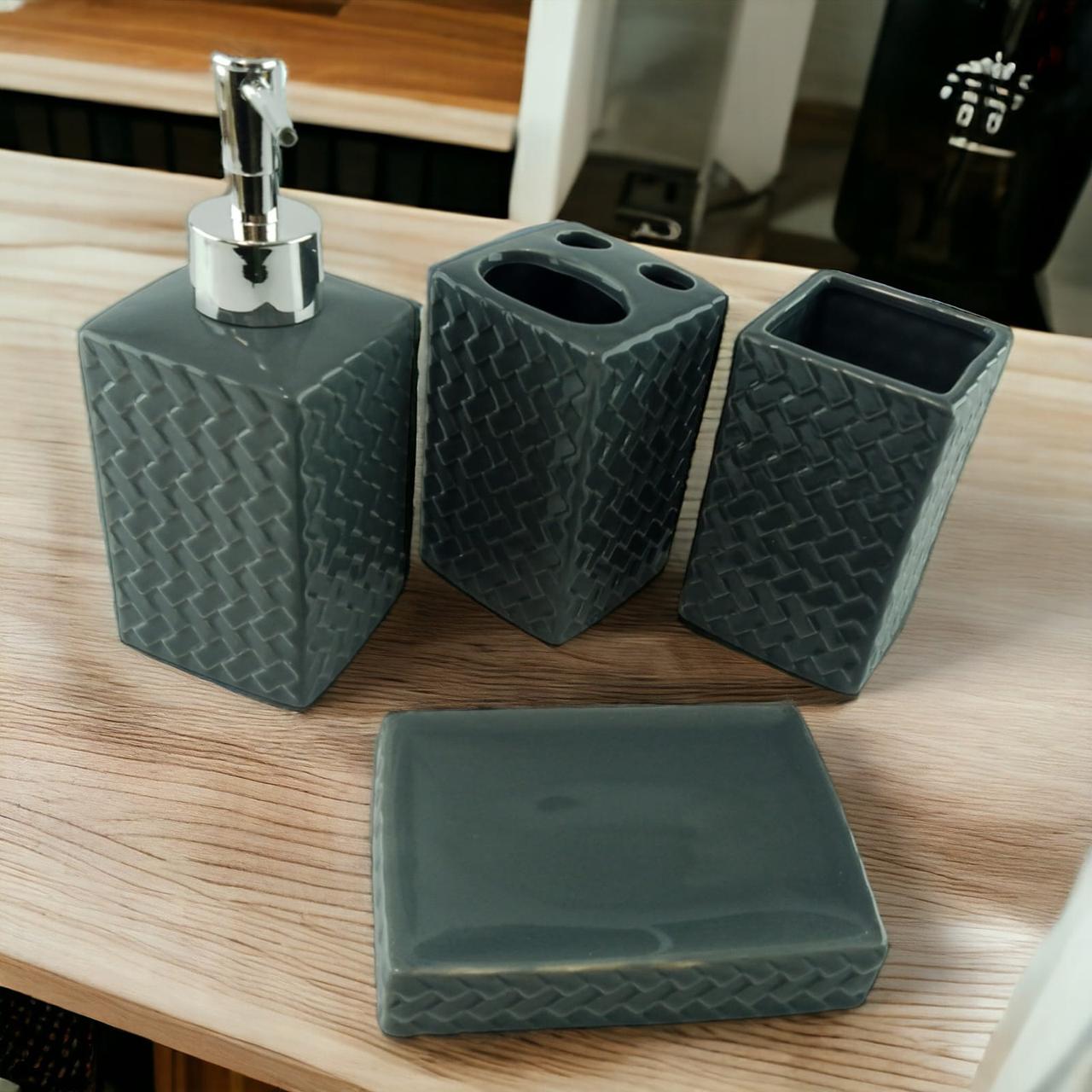 Набір для ванної кімнати керамічний Сірий (35108)