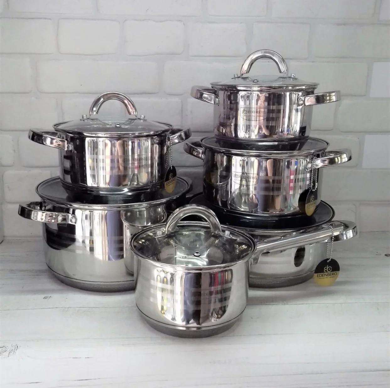 Набір кухонного посуду Edenberg з нержавіючої сталі 12 пр. (EB-4012) Набір кухонного посуду Edenberg з нержавіючої сталі 12 пр. (EB-4012)