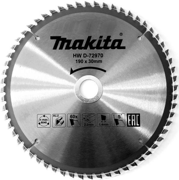 Диск пильный для алюминия Makita TCT D-72970 190х30 мм 60Т