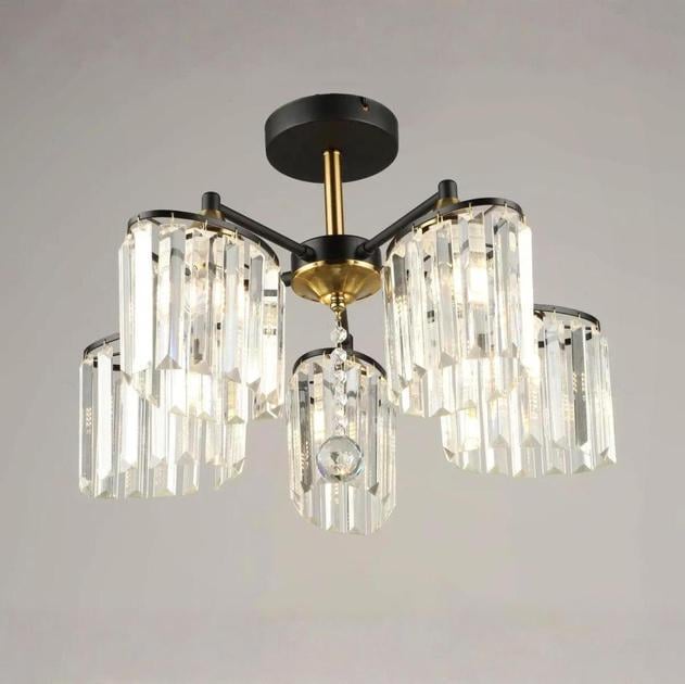 Люстра потолочная Valeso на пять хрустальных плафонов Е27 IP20 N6636/5 Черный/Медный (28686419)