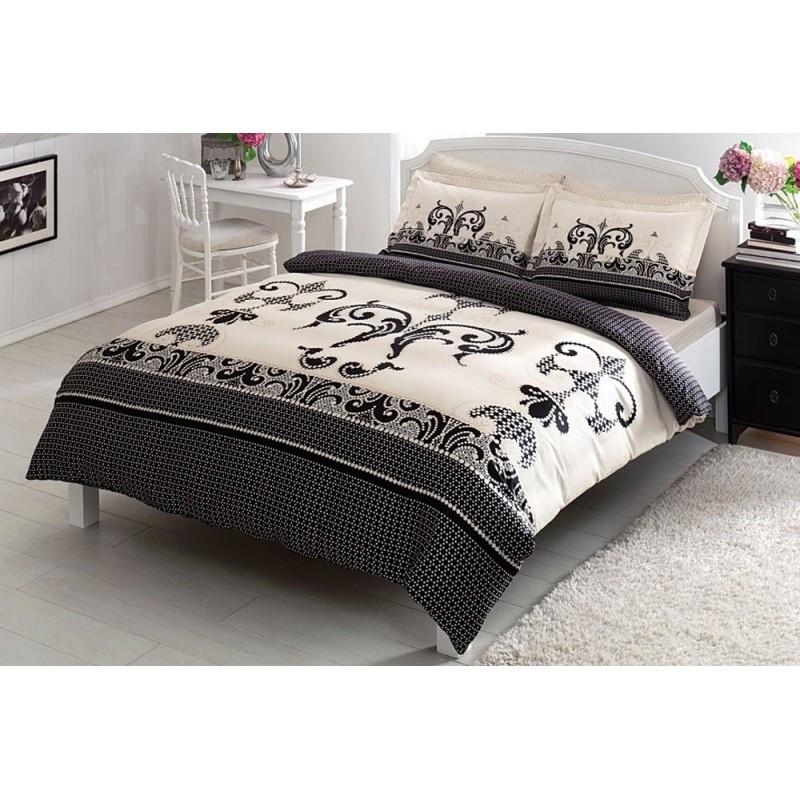 Постельное белье TAC Delux Jaden siyah v51 евро Черный (2000022083744)