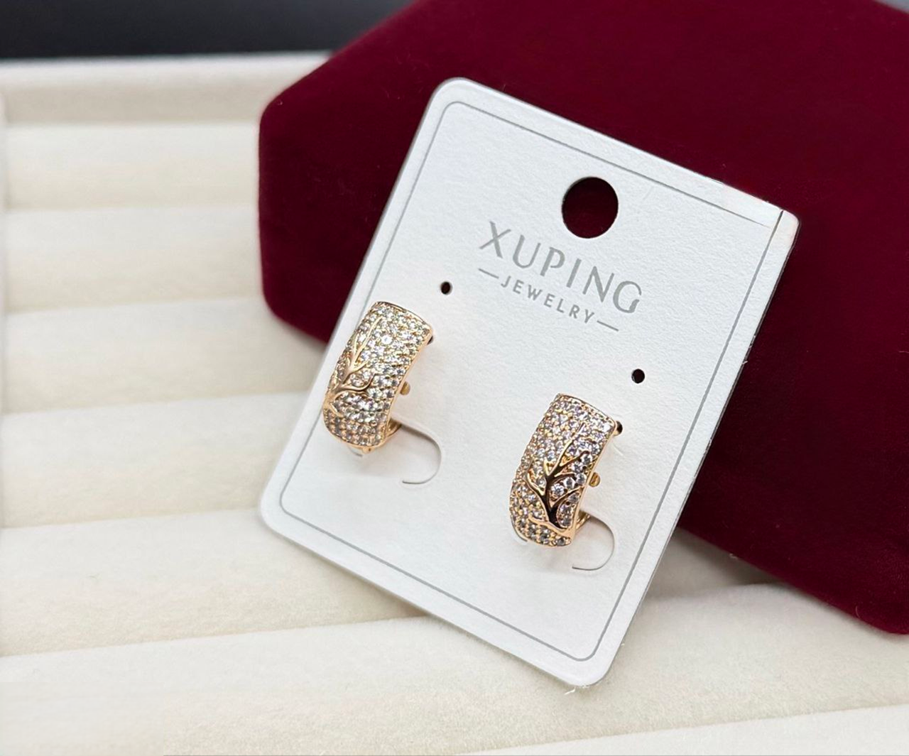 Серьги Xuping гипоаллергенное медицинское золото декоративные с инкрустацией блестящих кристаллов украшение для ежедневного образа