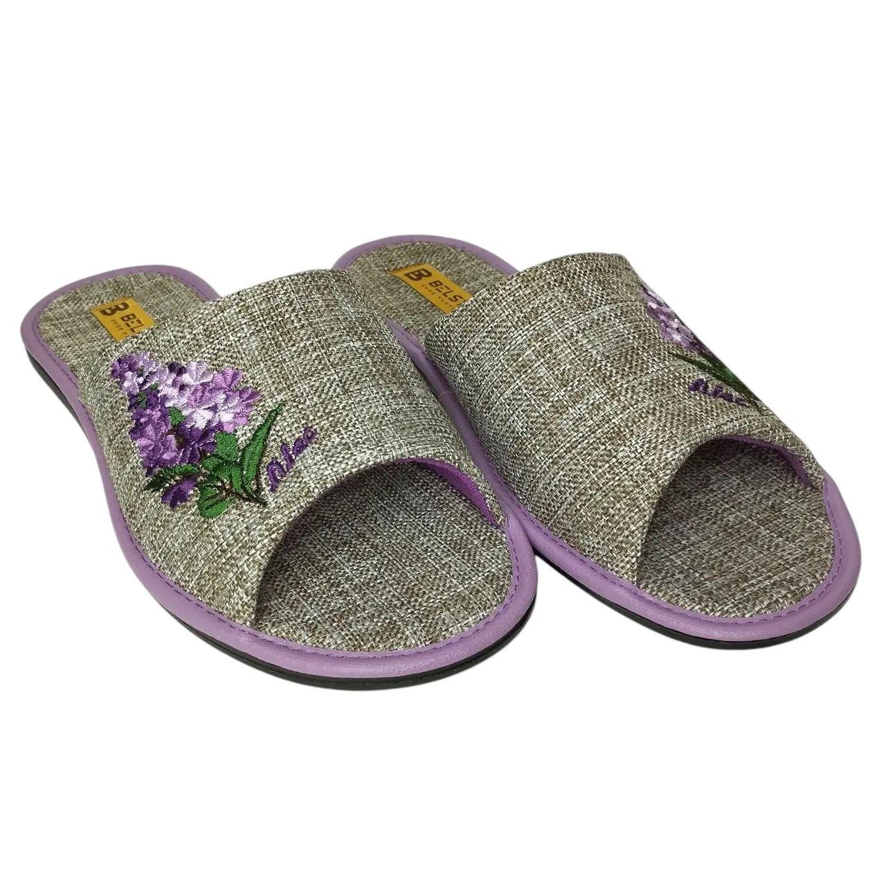 Тапочки женские открытые БЕЛСТА из текстиля с цветочным принтом 23 см р. 36 Серый (88-53-Серый-36-1)