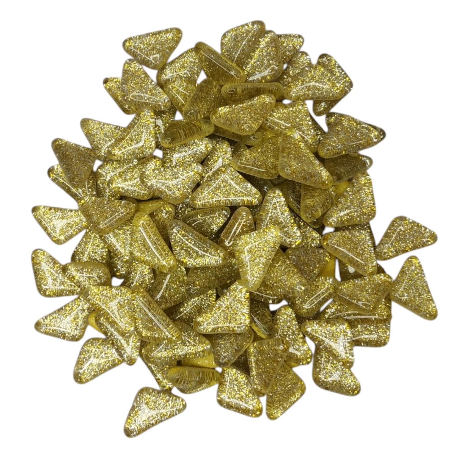 Набор кусочков мозаики треугольные с блестками 4 мм 200 г 150-180 шт. Желтый (7083)