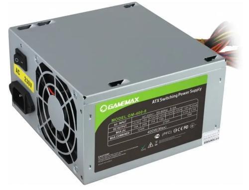 Блок питания 400 Вт, GameMax GM-400W-PFC, 12 см, 2xMolex / 2xSATA /  1x4 / 1x20+4-pin