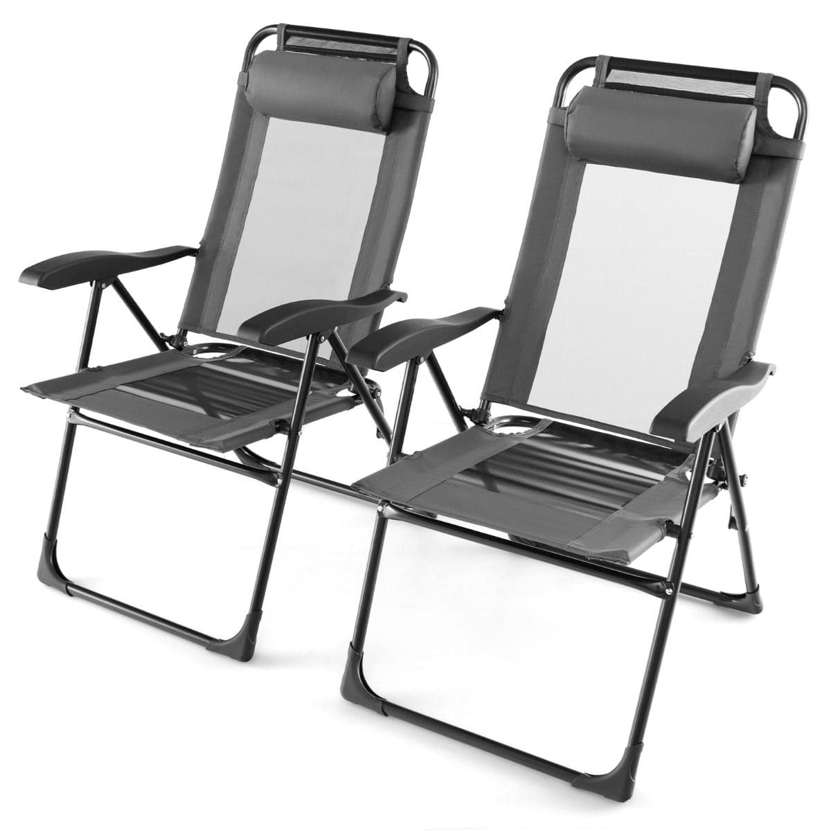 Стул садовый складной 59x78x102 см Серый (COSTWAY-01427)