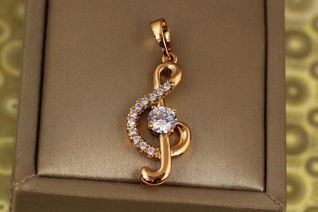 Кулон Xuping Jewelry Скрипичный ключ 2,5 см Золотистый